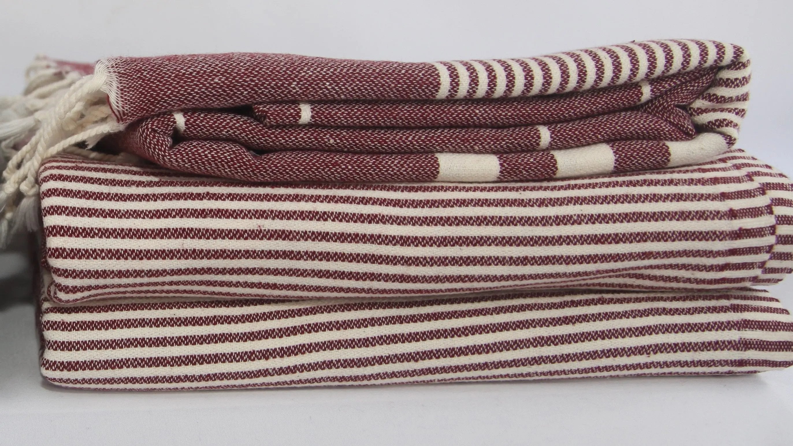 Burgundy Monte Carlo Turkish Towel 40 Inch by 70 Inch Hand Loomed 100 Percent Natural Cotton - Love Salve